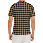 Brown And Black Houndstooth Print Men's Short Sleeve Rash Guard