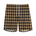 Brown And Black Houndstooth Print Men's Athletic Shorts