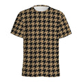 Brown And Black Houndstooth Print Men's Athletic T-Shirt