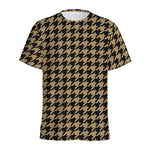 Brown And Black Houndstooth Print Men's Sports T-Shirt
