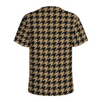 Brown And Black Houndstooth Print Men's Sports T-Shirt