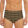 Brown And Black Houndstooth Print Men's Triangle Swim Briefs