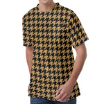 Brown And Black Houndstooth Print Men's Velvet T-Shirt