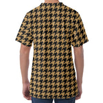 Brown And Black Houndstooth Print Men's Velvet T-Shirt