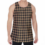 Brown And Black Houndstooth Print Men's Velvet Tank Top