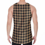 Brown And Black Houndstooth Print Men's Velvet Tank Top
