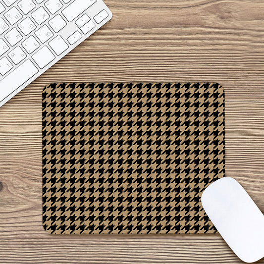 Brown And Black Houndstooth Print Mouse Pad