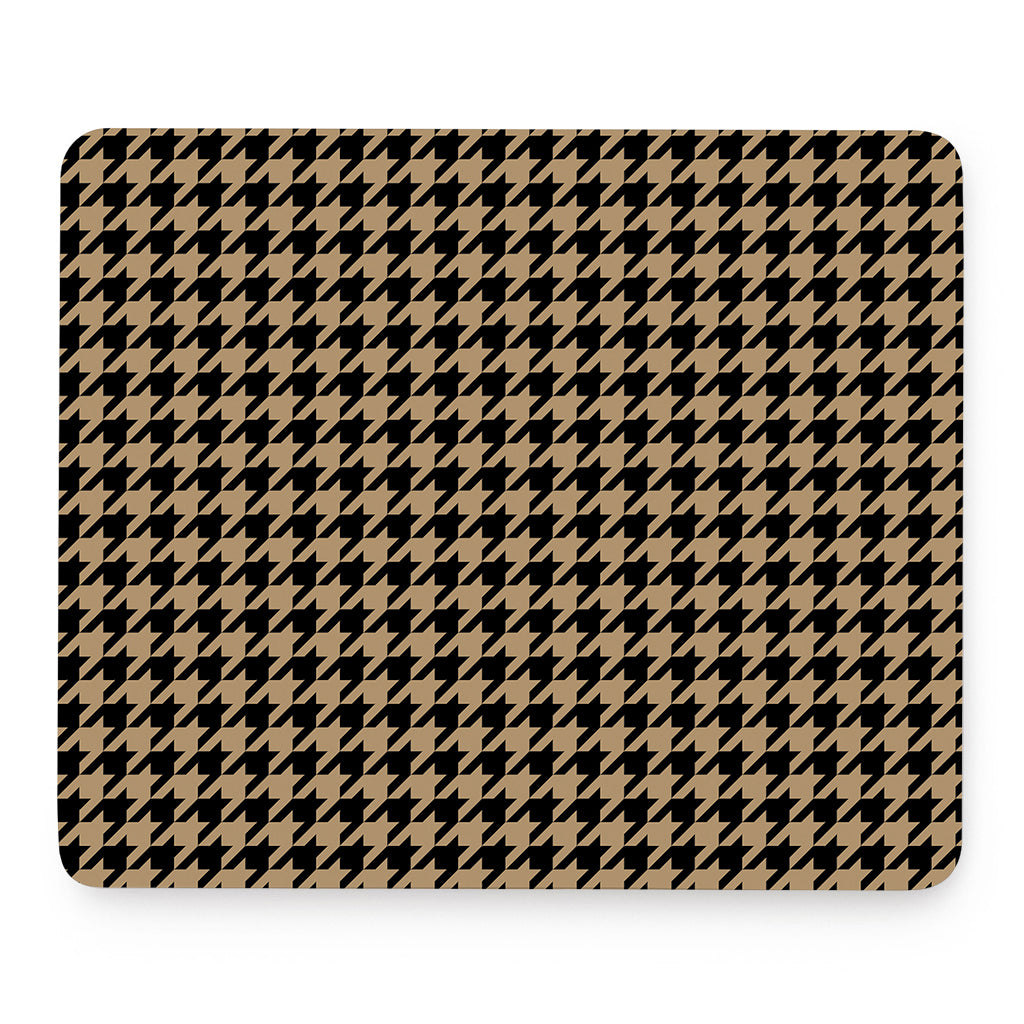 Brown And Black Houndstooth Print Mouse Pad