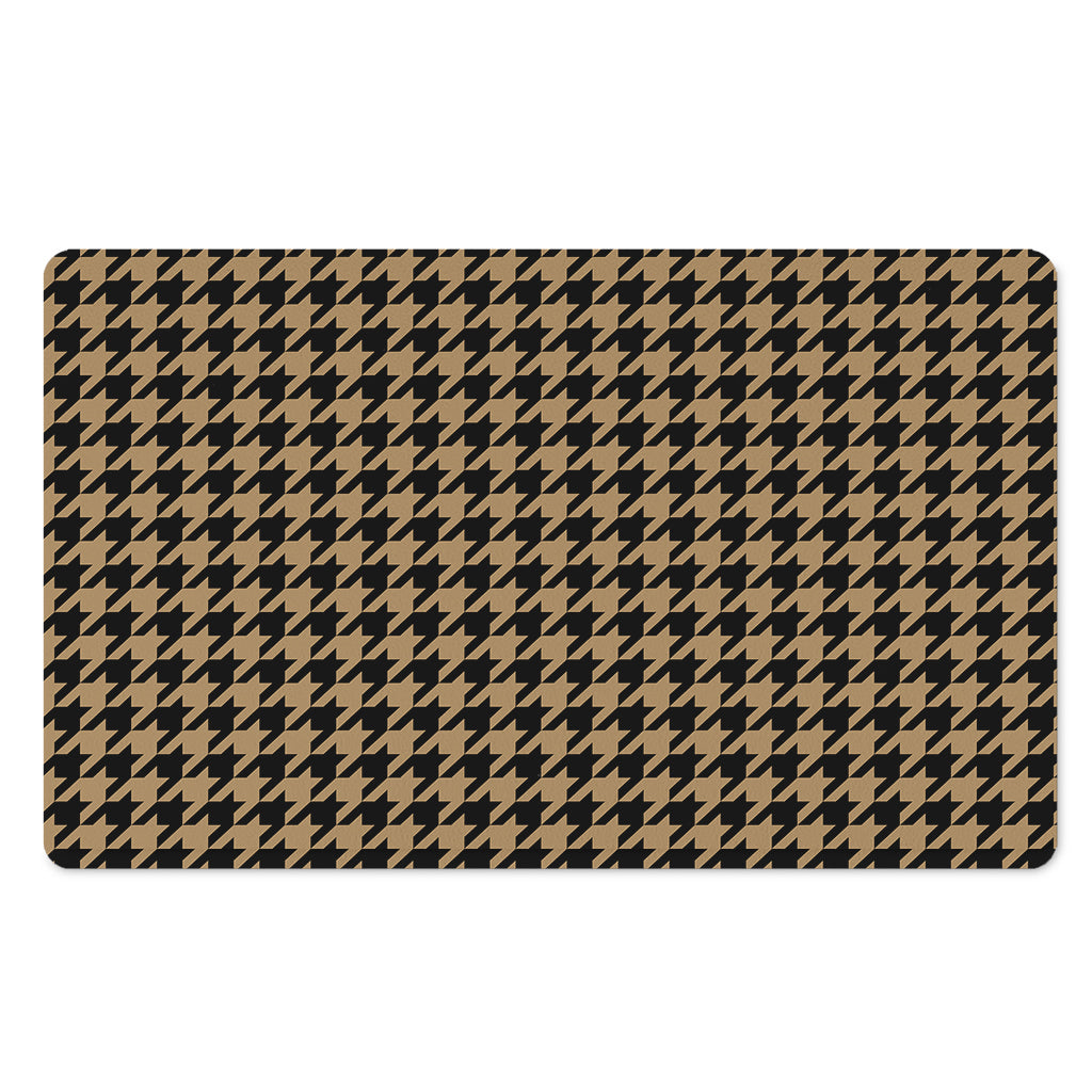 Brown And Black Houndstooth Print Polyester Doormat