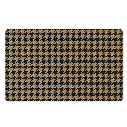 Brown And Black Houndstooth Print Polyester Doormat