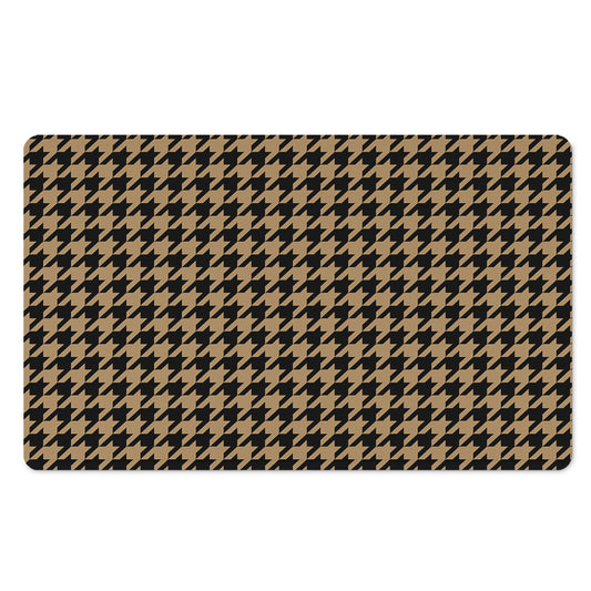 Brown And Black Houndstooth Print Polyester Doormat