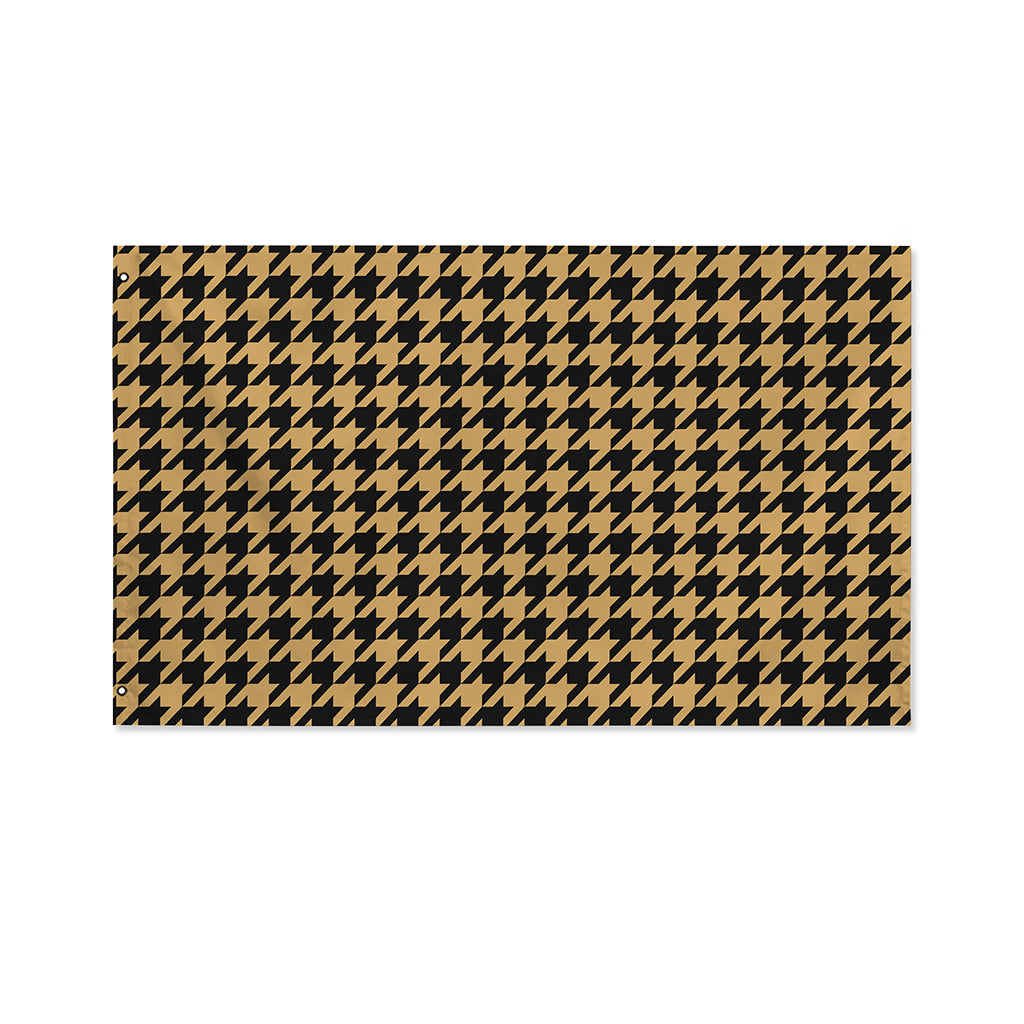 Brown And Black Houndstooth Print Polyester Flag