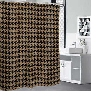 Brown And Black Houndstooth Print Premium Shower Curtain