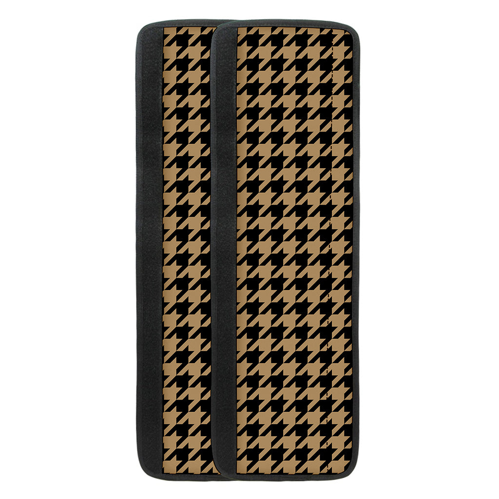 Brown And Black Houndstooth Print Refrigerator Handle Covers