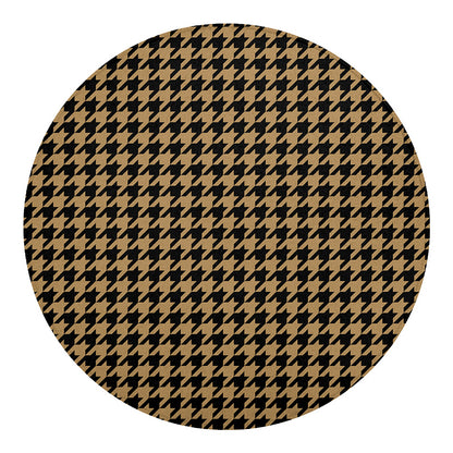 Brown And Black Houndstooth Print Round Blanket