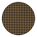 Brown And Black Houndstooth Print Round Floor Mat