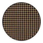 Brown And Black Houndstooth Print Round Floor Mat