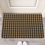 Brown And Black Houndstooth Print Rubber Doormat