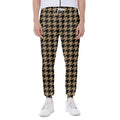 Brown And Black Houndstooth Print Joggers
