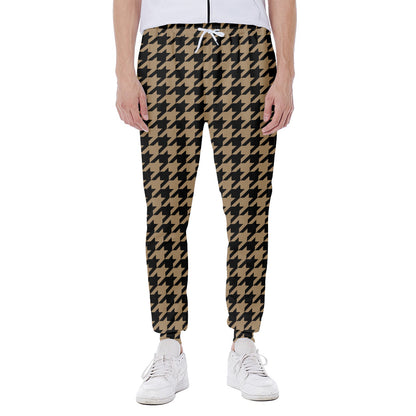Brown And Black Houndstooth Print Scuba Joggers