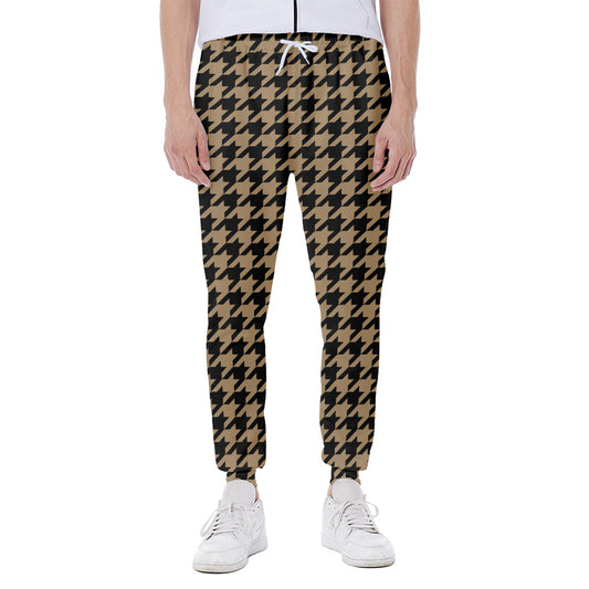 Brown And Black Houndstooth Print Scuba Joggers