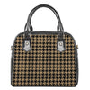 Brown And Black Houndstooth Print Shoulder Handbag