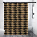 Brown And Black Houndstooth Print Shower Curtain