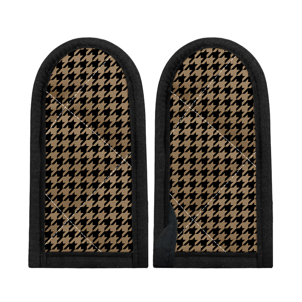 Brown And Black Houndstooth Print Skillet Handle Cover