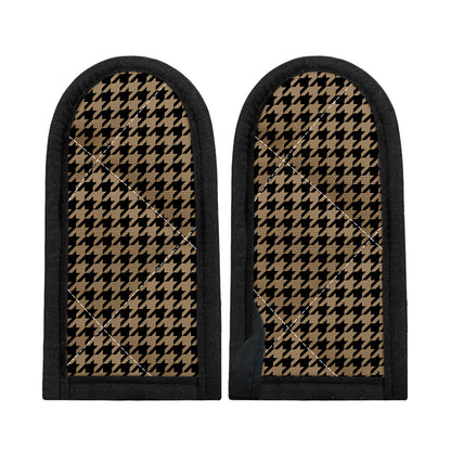Brown And Black Houndstooth Print Skillet Handle Cover