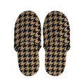 Brown And Black Houndstooth Print Slippers