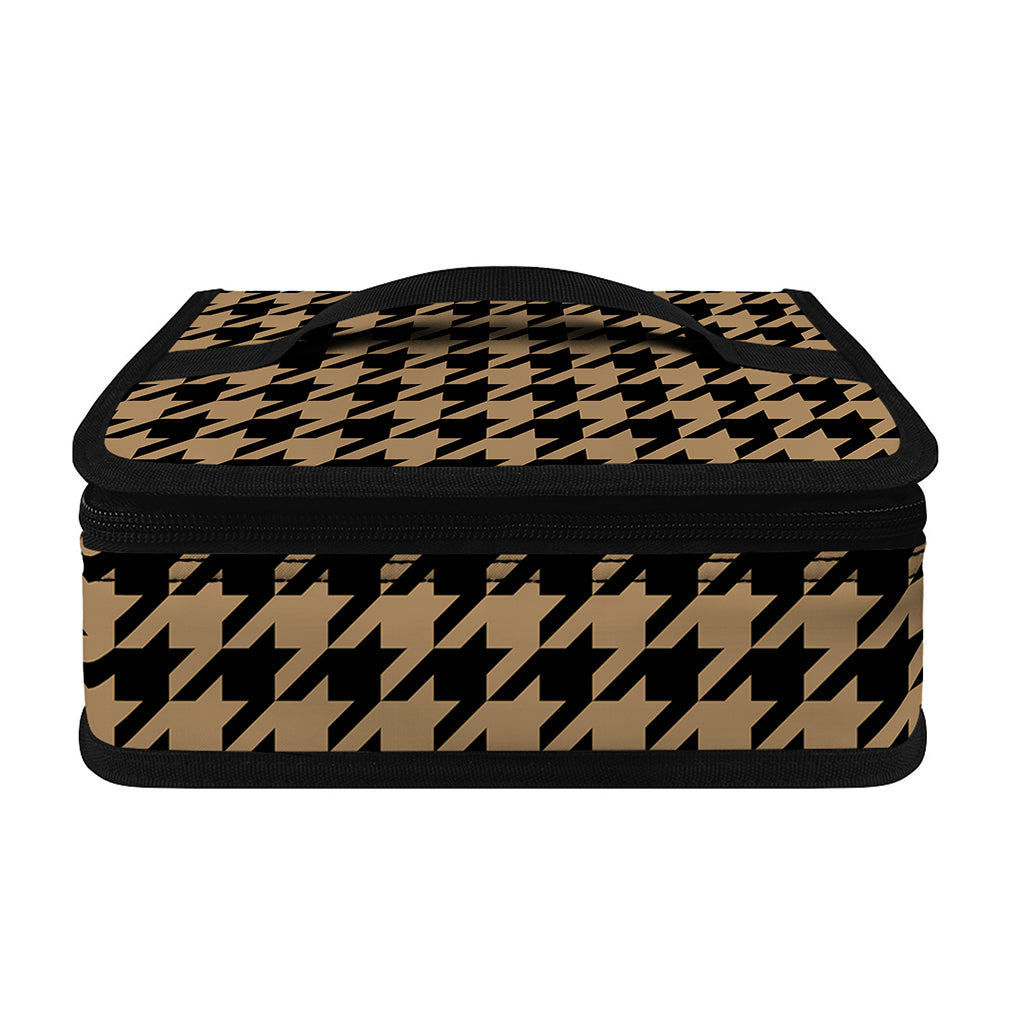 Brown And Black Houndstooth Print Small Lunch Bag