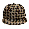 Brown And Black Houndstooth Print Snapback Cap