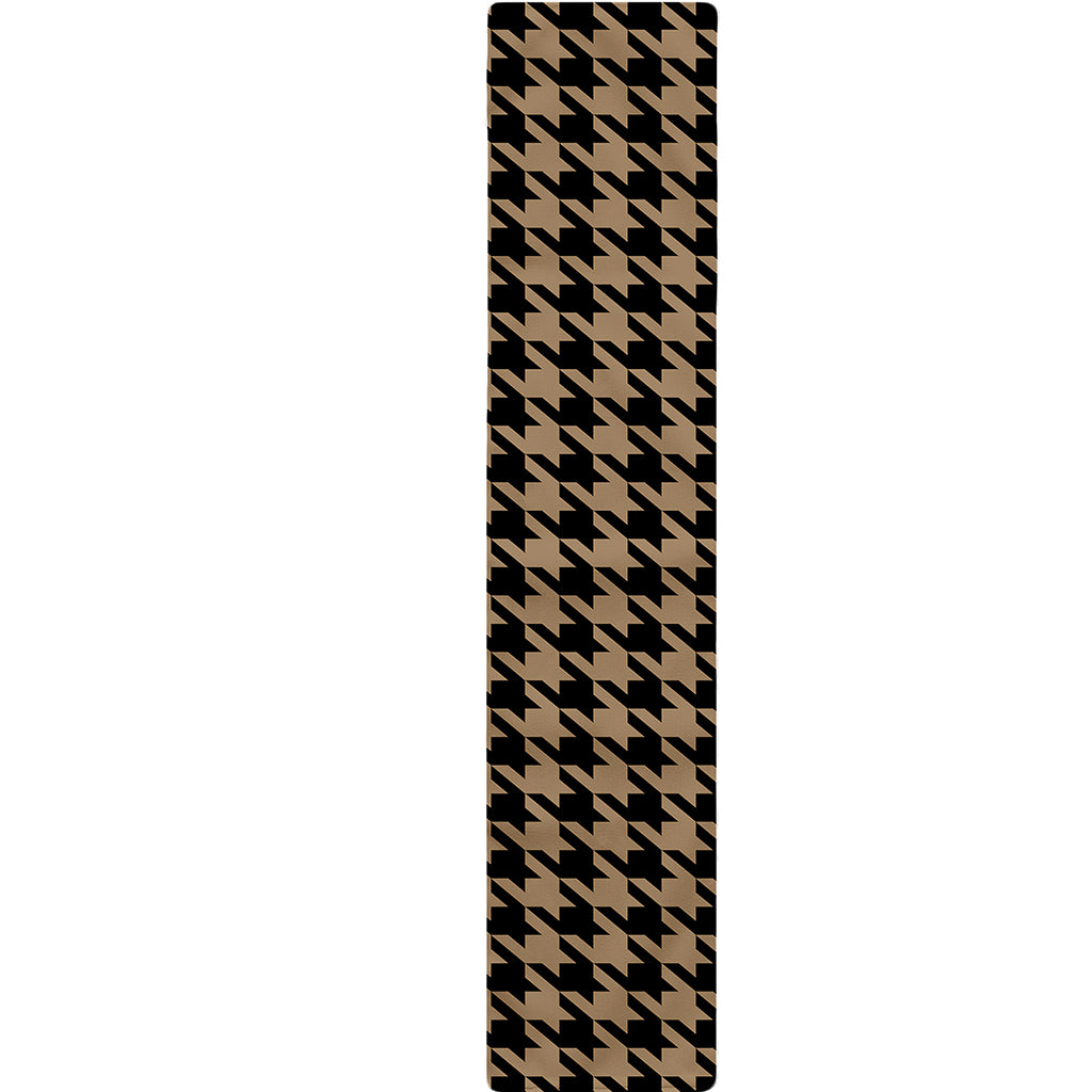 Brown And Black Houndstooth Print Table Runner