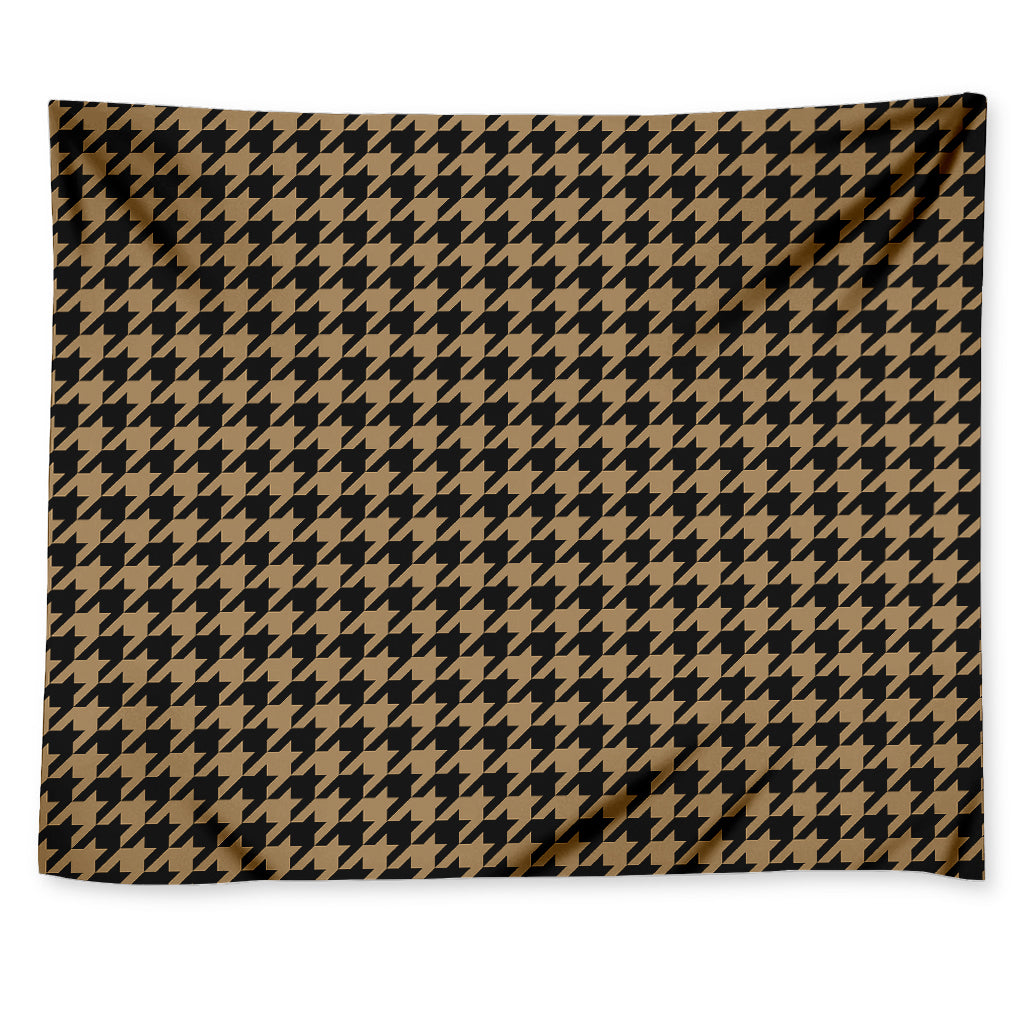 Brown And Black Houndstooth Print Tapestry