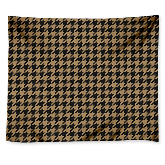 Brown And Black Houndstooth Print Tapestry