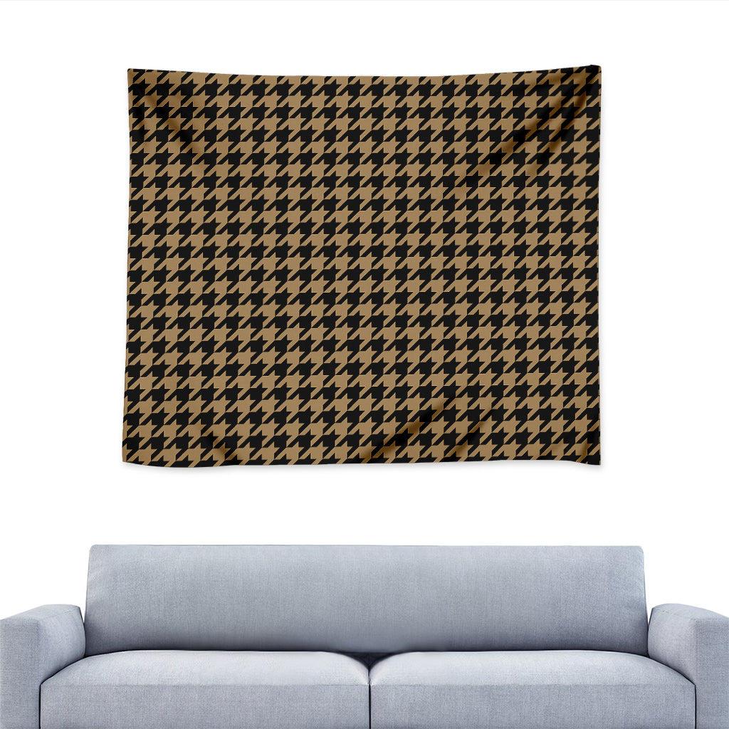 Brown And Black Houndstooth Print Tapestry