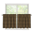 Brown And Black Houndstooth Print Tier Curtains