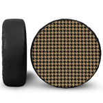 Brown And Black Houndstooth Print Tire Cover