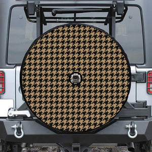 Brown And Black Houndstooth Print Tire Cover With Camera Hole