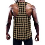 Brown And Black Houndstooth Print Training Tank Top