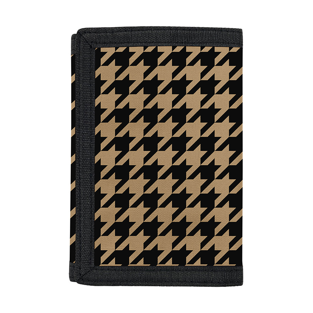Brown And Black Houndstooth Print Trifold Wallet