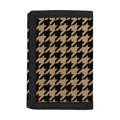Brown And Black Houndstooth Print Trifold Wallet