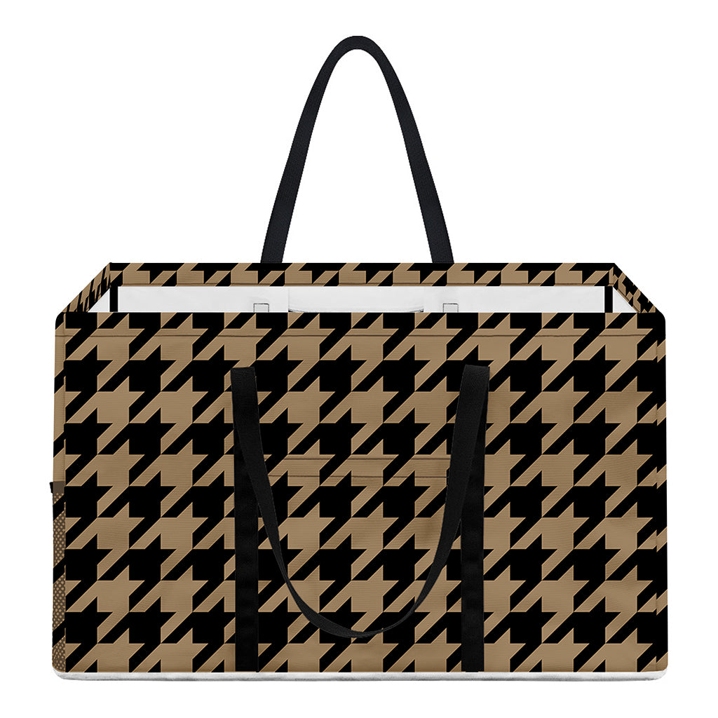 Brown And Black Houndstooth Print Utility Tote Bag