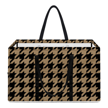 Brown And Black Houndstooth Print Utility Tote Bag