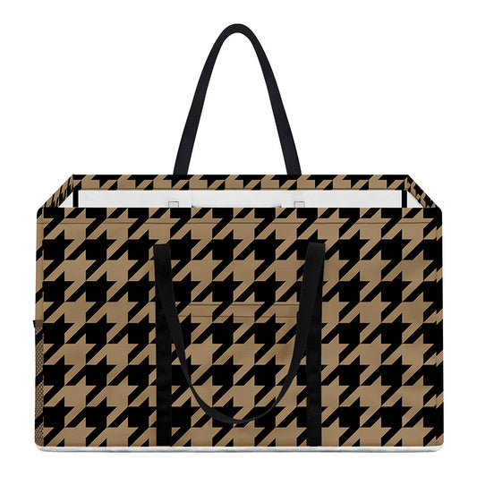 Brown And Black Houndstooth Print Utility Tote Bag