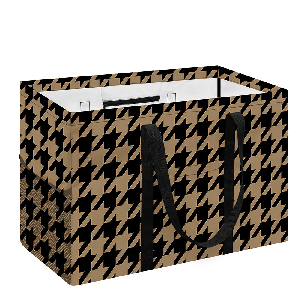 Brown And Black Houndstooth Print Utility Tote Bag