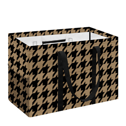 Brown And Black Houndstooth Print Utility Tote Bag