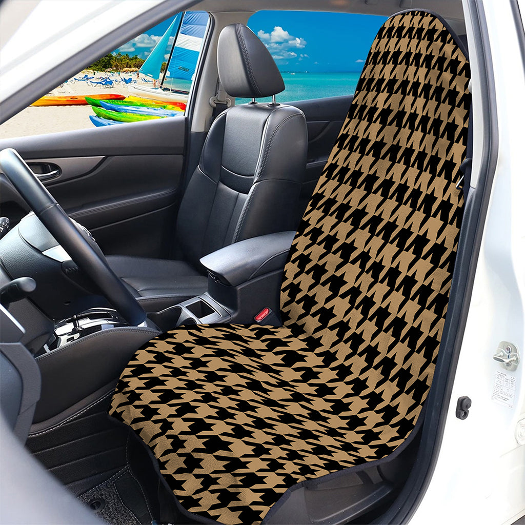 Brown And Black Houndstooth Print Waterproof Car Seat Cover