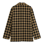 Brown And Black Houndstooth Print Women's Blazer