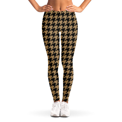 Brown And Black Houndstooth Print Women's Leggings